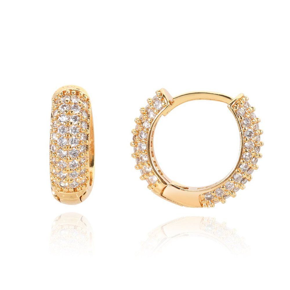 Gold Iced Out Hoop Earrings